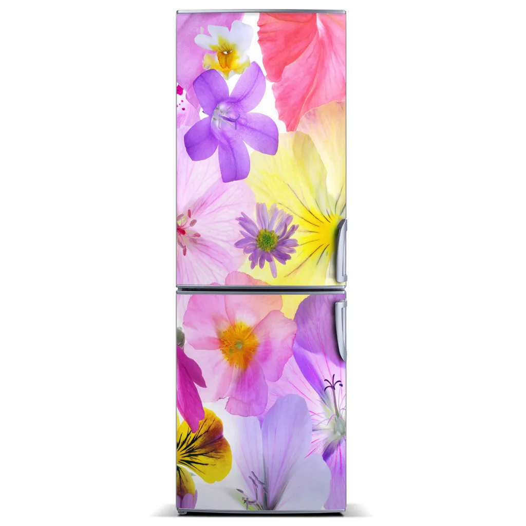 Tulup Kühlschrankdekoration - Magnetmatte - 60 cm x 180 cm - Magnet auf dem Kühlschrank - Farbenfrohe Blumen